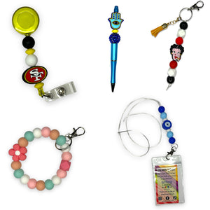 Beaded Pens, Wristlets, Lanyards, Keychains & Badge Reels